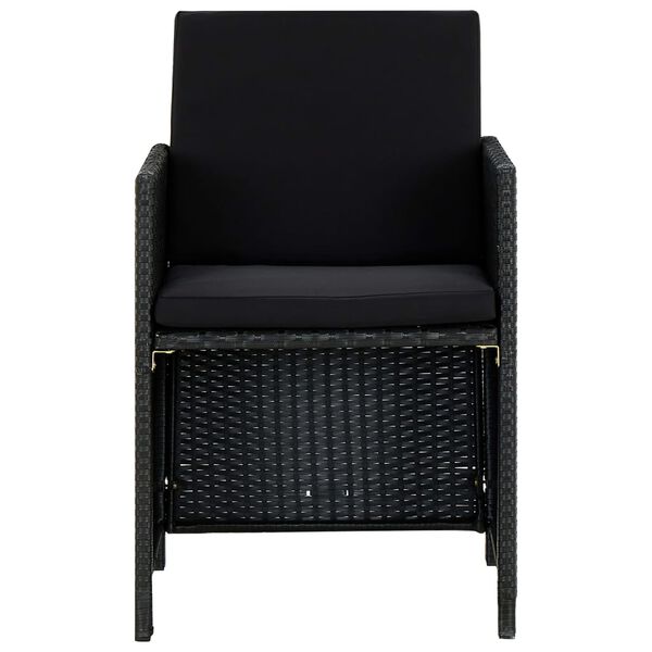 vidaXL 5-cz. zestaw mebli ogrodowych z poduszkami, rattan PE, czarny