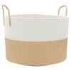 vidaXL Kosz do przechowywania, beżowo-biały, &Oslash;51x33 cm, bawełna