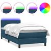 vidaXL Ł&oacute;żko kontynentalne z materacem i LED, ciemnoniebieskie, 100x220 cm