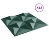 vidaXL Panele ścienne 12 pcs Zielone origami 50 x 50 cm Pianka XPS