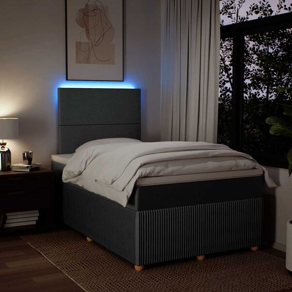 vidaXL Ł&oacute;żko kontynentalne z materacem, ciemnoszara tkanina 120x200 cm