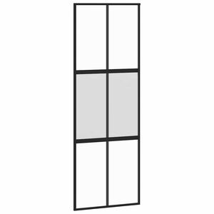 vidaXL Drzwi przesuwne, czarne, 76x205 cm, szkło hartowane, aluminium