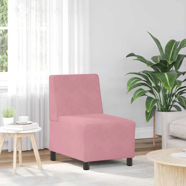 vidaXL Modułowa sofa bez podłokietnik&oacute;w, r&oacute;żowa, 55 cm, aksamitna
