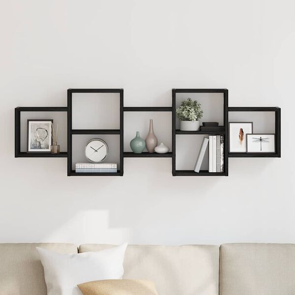 vidaXL P&oacute;łka wisząca, czarny dąb, 129x18x42cm, materiał drewnopochodny