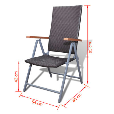 vidaXL Bujane krzesła ogrodowe, 2 szt., polirattan/aluminium, brązowe