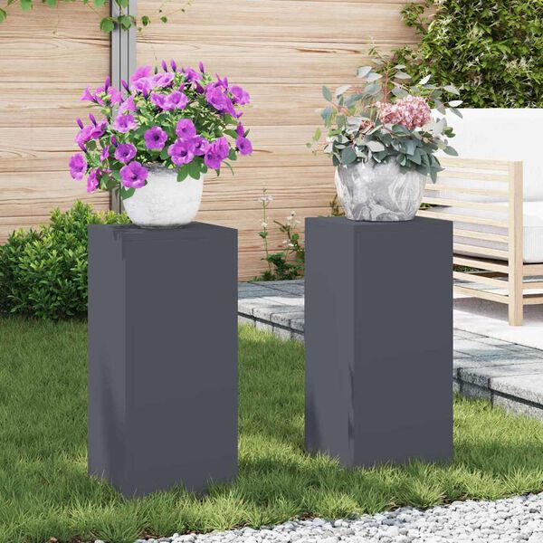 vidaXL Stojak na rośliny 2 pcs Antracyt 24 x 24 x 55 cm Stal