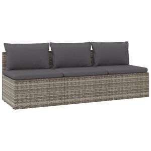 vidaXL 3-osobowa sofa ogrodowa z poduszkami, szara, polirattan