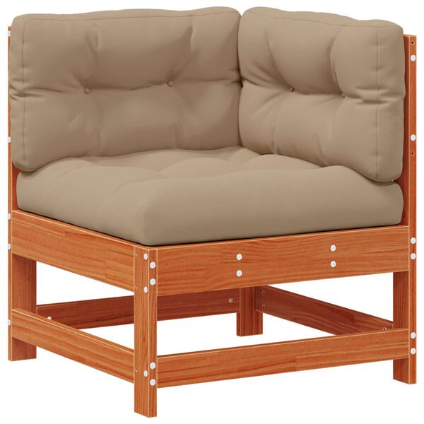 vidaXL Sofa narożna do ogrodu Lite drewno sosnowe Woskowy Brąz