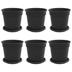 vidaXL Doniczki 6 pcs Czarny &Oslash; 17 x 14 cm Z tworzywa sztucznego