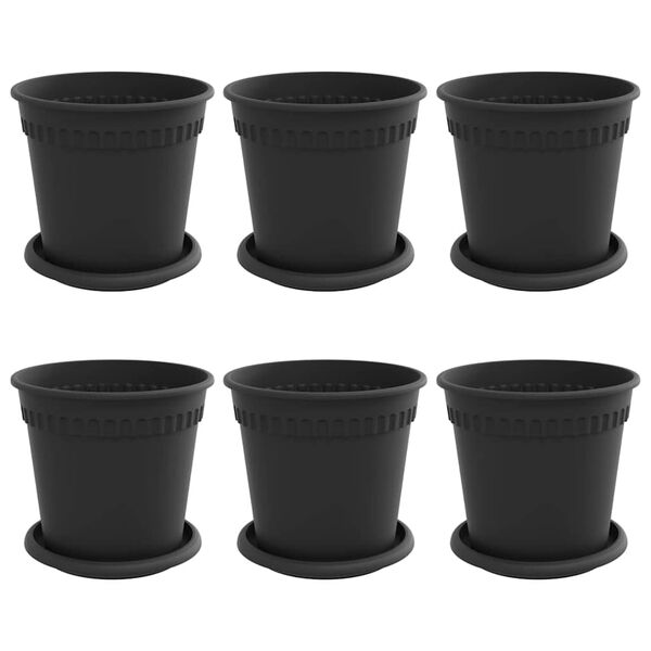 vidaXL Doniczki 6 pcs Czarny &Oslash; 17 x 14 cm Z tworzywa sztucznego