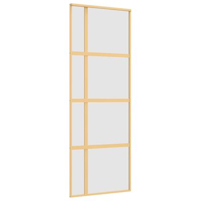 vidaXL Drzwi przesuwne, złote, 76x205 cm, mrożone szkło ESG, aluminium