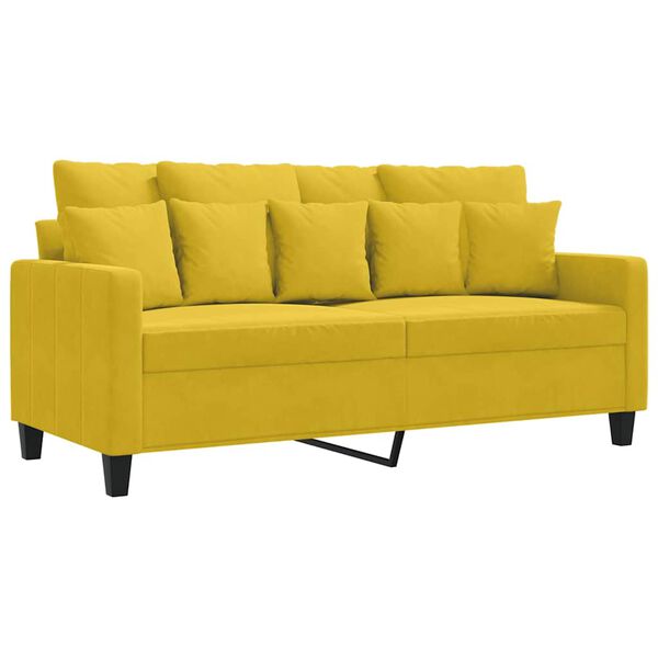 vidaXL Sofa 2-osobowa, ż&oacute;łta, 140 cm, tapicerowana aksamitem