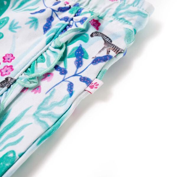 Szorty dziecięce ze sznurkiem, ecru i ciemna mięta, 140