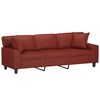 vidaXL 3-osobowa sofa z poduszkami, bordowa, 180 cm, sztuczna sk&oacute;ra