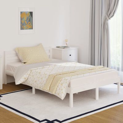 vidaXL Rama łóżka, lite drewno sosnowe, 120x200 cm, białe