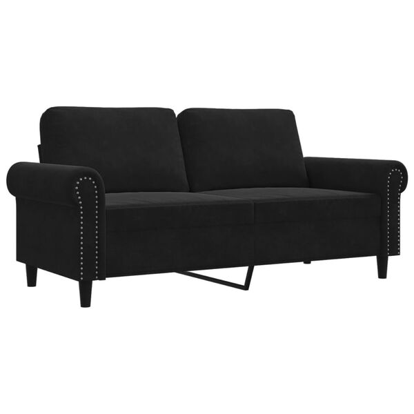 vidaXL Sofa 2-osobowa, czarna, 140 cm, tapicerowana aksamitem
