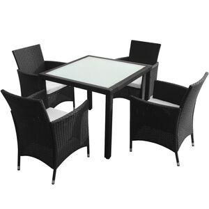 vidaXL 5-cz. zestaw mebli ogrodowych z poduszkami, rattan PE, czarny