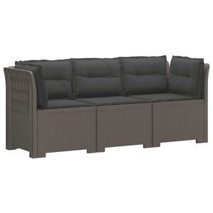 vidaXL Sofa ogrodowa 3-osobowa z poduszkami w rattanowym wyglądzie PP