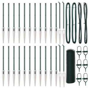 vidaXL Słupek ogrodzeniowy. Zielony 50 x 1 m (siatka 25 mm) Stal i PVC