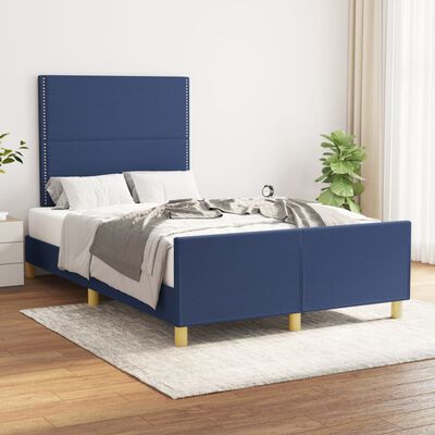 vidaXL Rama łóżka z zagłówkiem, niebieska, 120x200 cm, obita tkaniną
