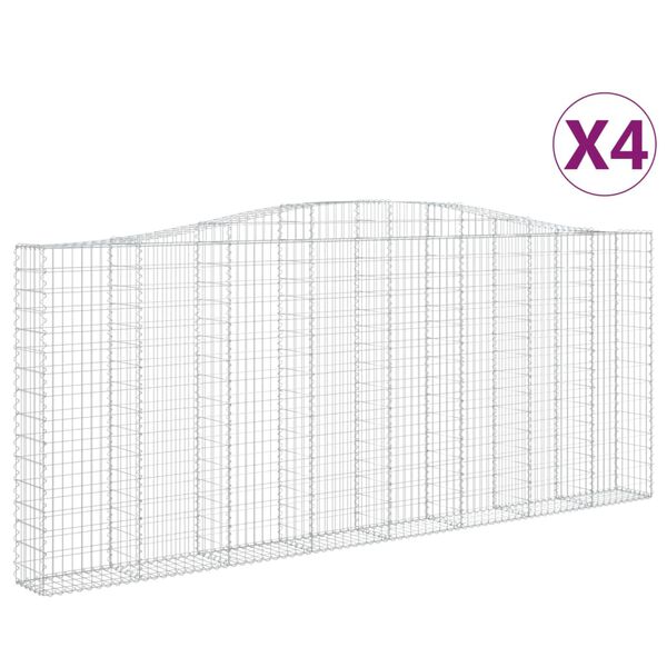 vidaXL Kosze gabionowe, 4 szt, 400x30x160/180 cm, galwanizowane żelazo