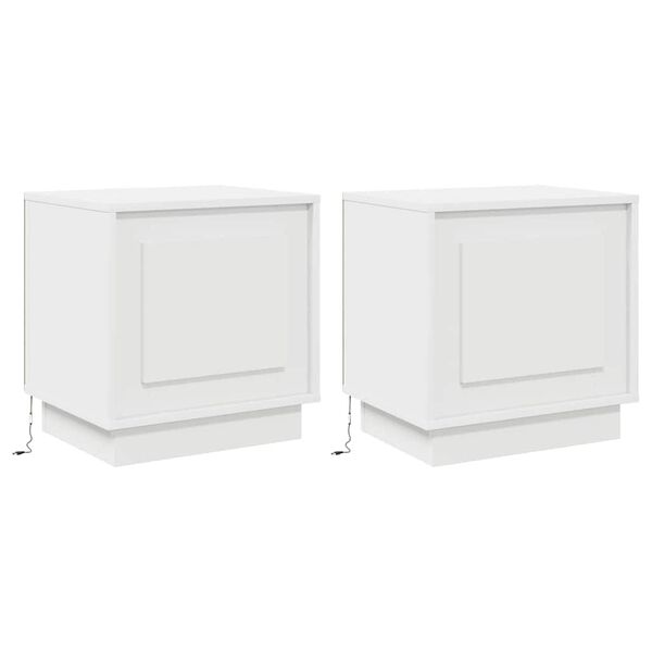 vidaXL Szafka Nocna Ze LED Lights 2 pcs Biały 44 x 34,5 x 45 cm