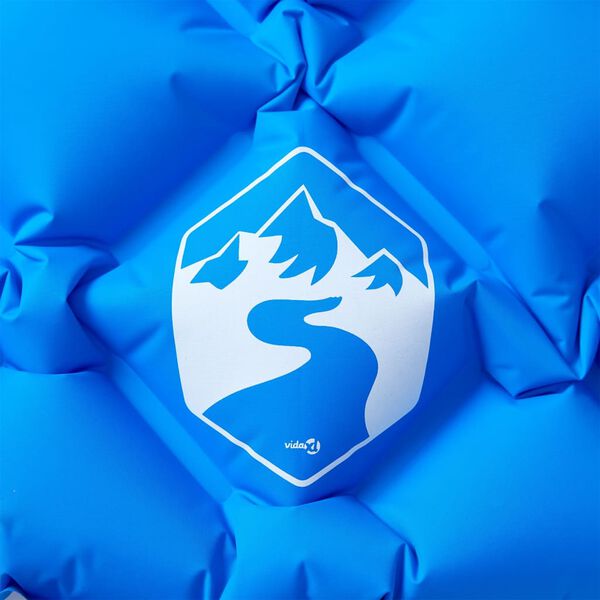 vidaXL Materac kempingowy z poduszką, 1-osobowy, niebieski