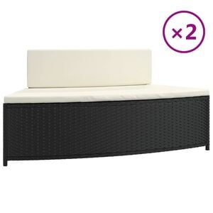 vidaXL Ławki z poduszkami do spa, 2 szt., czarne, polirattan