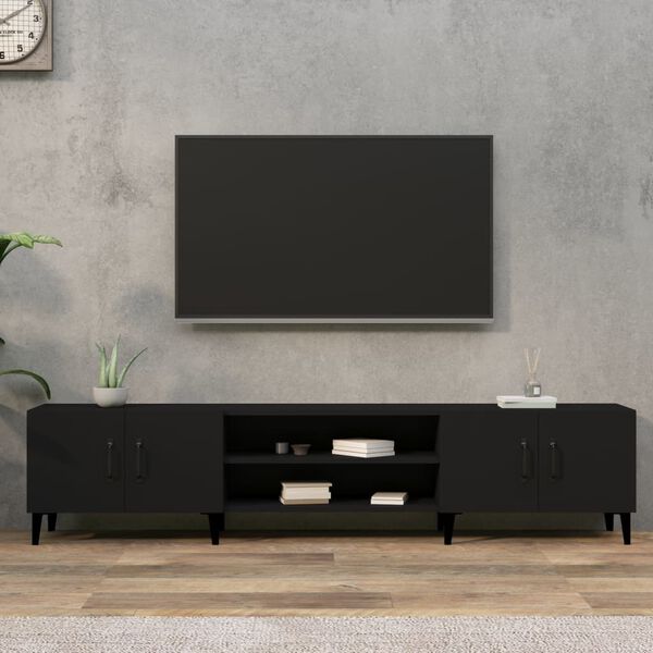 vidaXL Szafka pod TV, czarna, 180x31,5x40 cm, materiał drewnopochodny