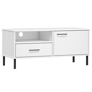 vidaXL Szafka pod TV OSLO, metalowe n&oacute;żki, biała, sosnowa