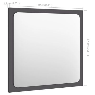 vidaXL Lustro łazienkowe, szare, 40x1,5x37 cm, płyta wiórowa