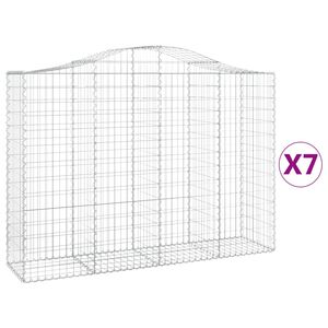 vidaXL Kosze gabionowe, 7 szt, 200x50x140/160 cm, galwanizowane żelazo