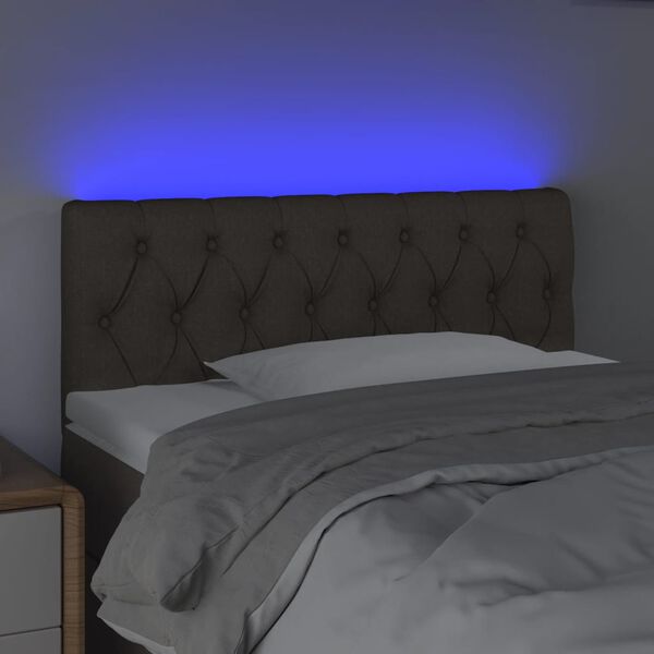 vidaXL Zagłówek do łóżka z LED, taupe, 90x7x78/88 cm, tkanina