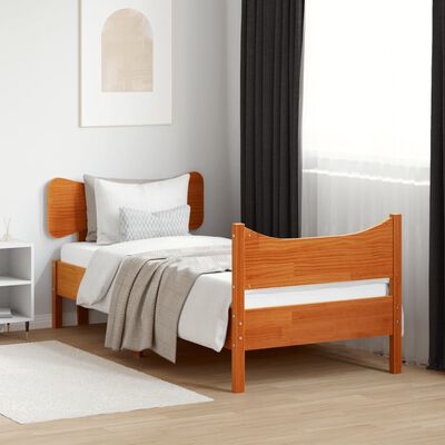vidaXL Rama łóżka z wezgłowiem, woskowy brąz, 100x200 cm, sosnowa