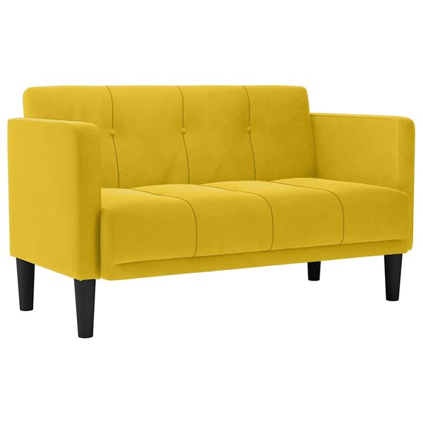 vidaXL Sofa dwuosobowa ż&oacute;łta 111 cm aksamitna