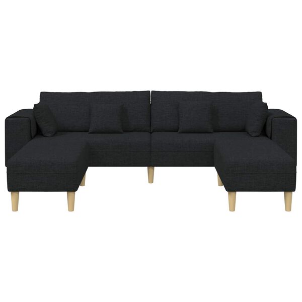 vidaXL Sofa z poduszką 3 pcs Czarny tkanina
