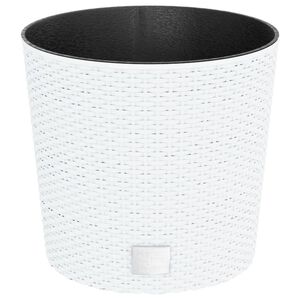 vidaXL Donica z pojemnikiem wewnętrznym, biała, 15/15,3 L, rattan PP