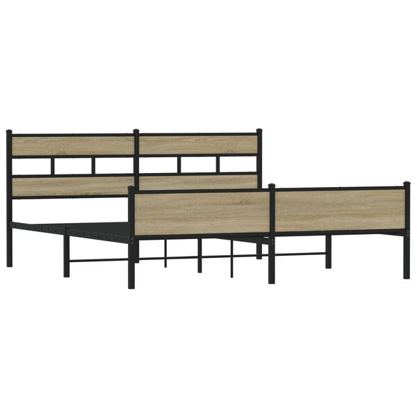 vidaXL Metalowa rama łóżka, bez materaca, dąb sonoma, 193x203 cm