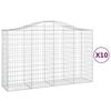 vidaXL Kosze gabionowe, 10 szt, 200x50x120/140cm, galwanizowane żelazo