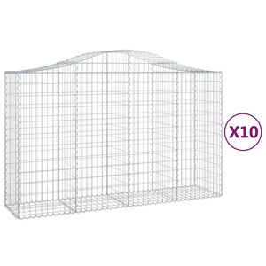 vidaXL Kosze gabionowe, 10 szt, 200x50x120/140cm, galwanizowane żelazo