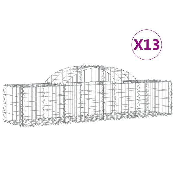 vidaXL Kosze gabionowe, 13 szt, 200x50x40/60 cm, galwanizowane żelazo