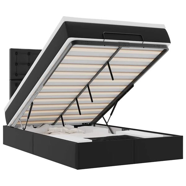 vidaXL Rama łóżka otomana z materacem, czarna, 120x200 cm, ekoskóra