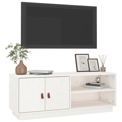 vidaXL Szafka pod TV, biała, 105x34x40 cm, lite drewno sosnowe