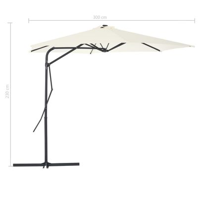 vidaXL Parasol ogrodowy na słupku stalowym, 300 cm, piaskowy