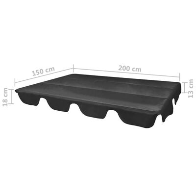 vidaXL Zadaszenie do huśtawki ogrodowej, czarne, 226 x 186 cm
