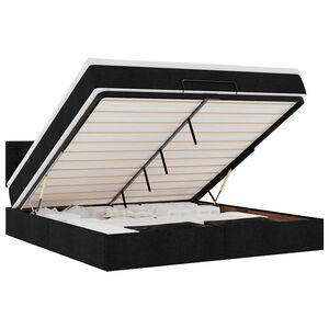 vidaXL Ł&oacute;żko Ottoman z materacem i LED, czarny, 180x200cm, tkanina