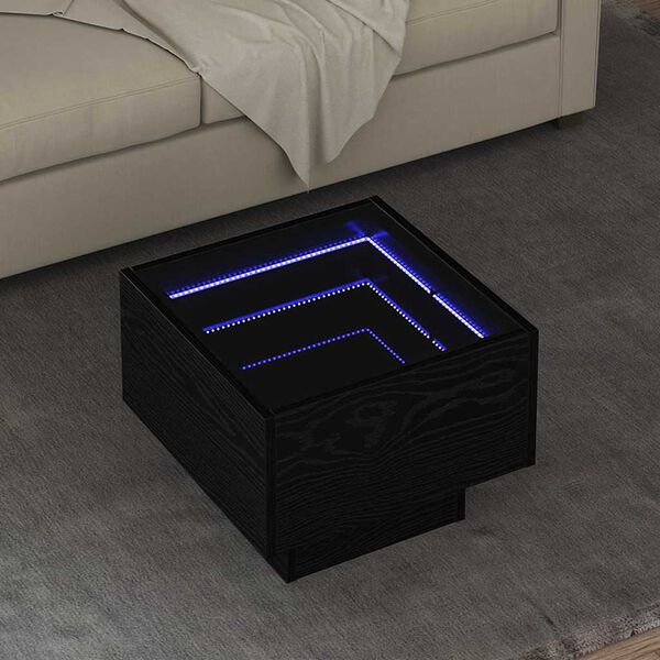 vidaXL Stolik kawowy Ze LED Lights Czarny dąb 40 x 40 x 30 cm