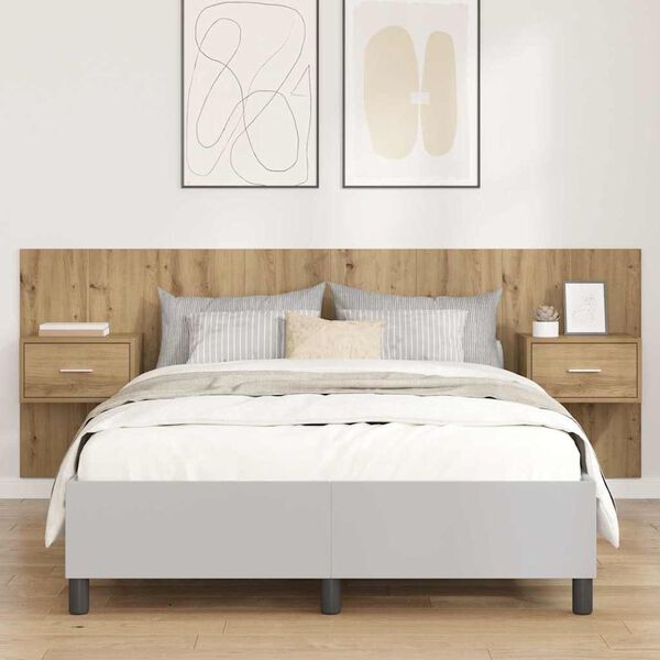 vidaXL Zagł&oacute;wek z szafką z szufladą 3 pcs Dąb rzemieślniczy