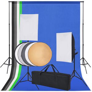 vidaXL Sprzęt do studia fotograficznego: tło 5 kolor&oacute;w i 2 softboxy