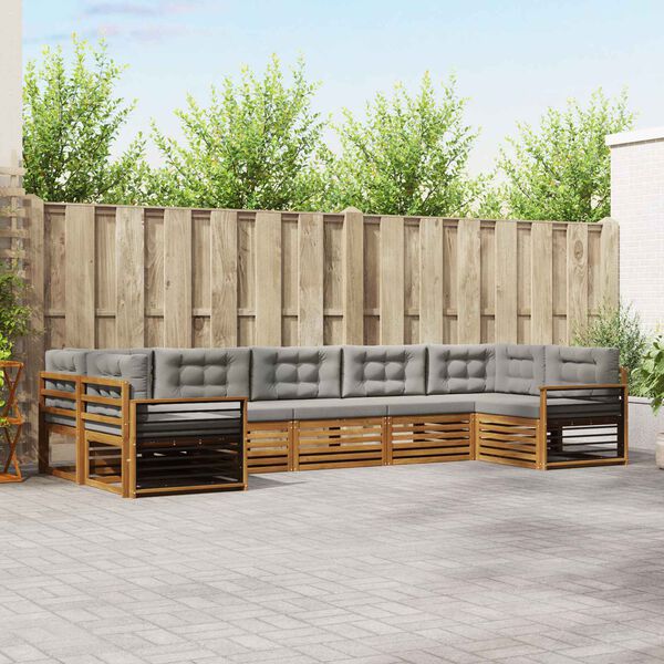 vidaXL Zestaw sof na zewnątrz z poduszką 7 pcs Naturalny i Jasny Szary